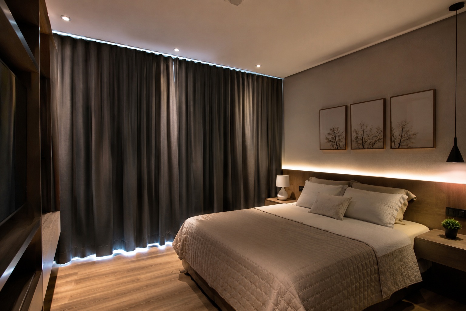 Quarto com Cortina Blackout